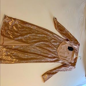 Midi, open back, long sleeve, Rachel Zoe dress